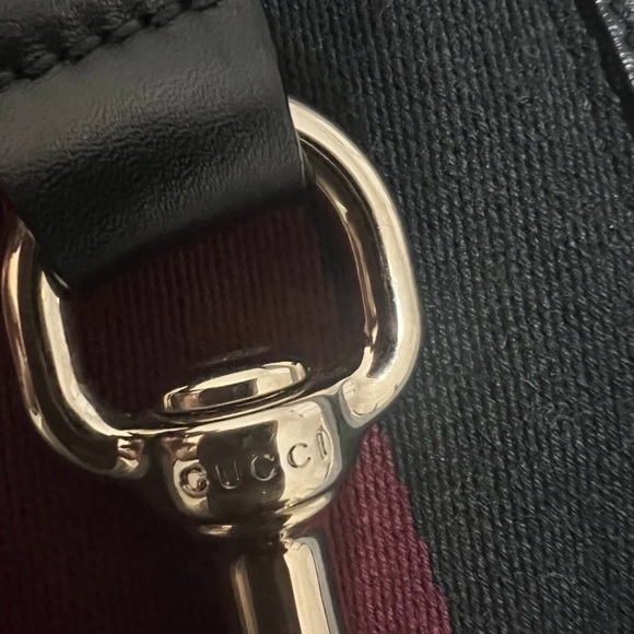 Certified Authentic GUCCI Striped Black Leather Hobo Bag - Picture 5 of 15